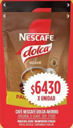 Supermercados Vea Nescafé café dolca ahorro original o suave, doy. oferta