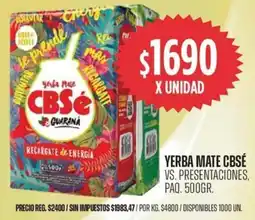 Supermercados Vea Cbsé yerba mate vs. presentaciones, paq. oferta