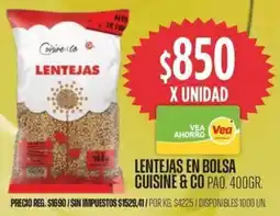 Supermercados Vea Cuisine & co lentejas en bolsa paq. oferta