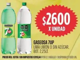 Supermercados Vea 7up gaseosa lima limón o sin azúcar, bot. oferta