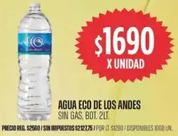 Supermercados Vea Eco agua de los andes sin gas, bot. oferta