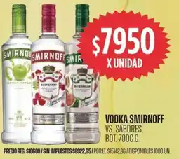 Supermercados Vea Smirnoff vodka vs. sabores, bot. oferta