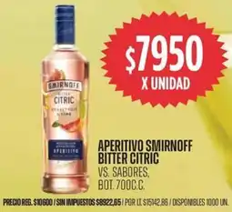 Supermercados Vea Smirnoff aperitivo bitter citric vs. sabores, bot. oferta
