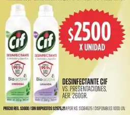 Supermercados Vea Cif desinfectante vs. presentaciones, aer. oferta
