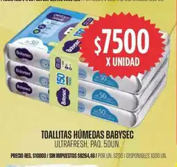 Supermercados Vea Babysec toallitas húmedas ultrafresh, paq. oferta
