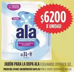 Supermercados Vea Ala jabón para la ropa ecolavado, doypack oferta