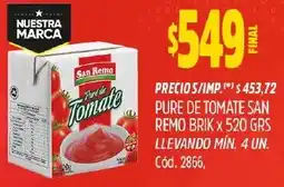 Supermercados Yaguar Pure de tomate san remo brik oferta