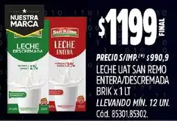 Supermercados Yaguar Leche uat san remo entera/descremada brik oferta