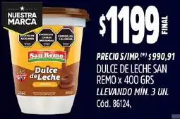 Supermercados Yaguar San remo dulce de leche oferta