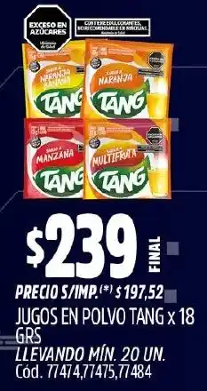 Supermercados Yaguar Tang jugos en polvo oferta