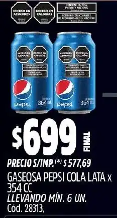 Supermercados Yaguar Pepsi gaseosa cola lata oferta