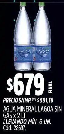 Supermercados Yaguar Lagoa agua mineral sin gas oferta