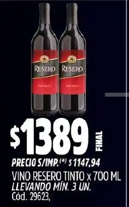 Supermercados Yaguar Resero vino tinto oferta