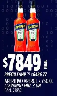 Supermercados Yaguar Aperol aperitivo oferta