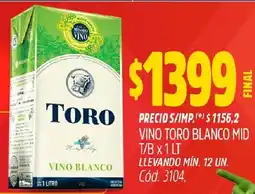 Supermercados Yaguar Toro vino blanco mid t/b oferta