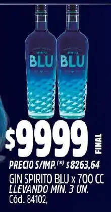 Supermercados Yaguar Blu gin spirito oferta