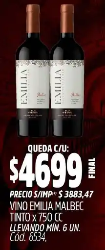 Supermercados Yaguar Emilia vino malbec tinto oferta