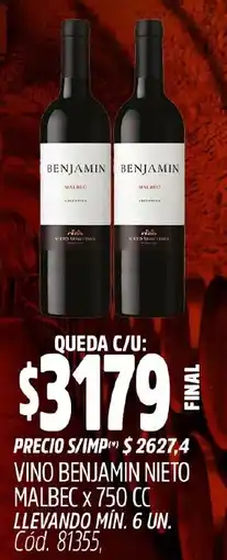 Supermercados Yaguar Benjamin nieto vino malbec oferta