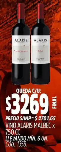 Supermercados Yaguar Alaris vino malbec oferta