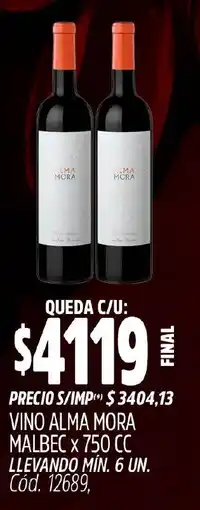 Supermercados Yaguar Alma mora vino malbec oferta