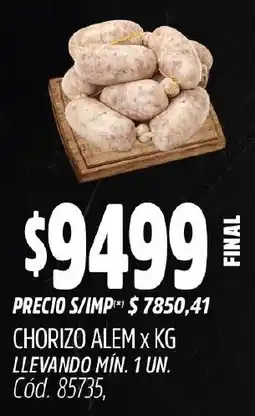 Supermercados Yaguar Chorizo alem oferta