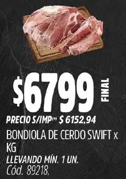Supermercados Yaguar Swift bondiola de cerdo oferta