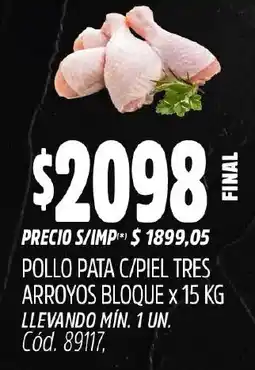 Supermercados Yaguar Pollo pata c/piel tres arroyos bloque oferta