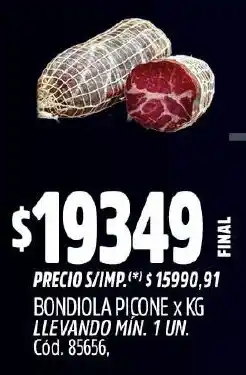 Supermercados Yaguar Bondiola picone oferta