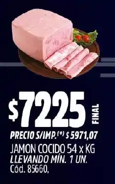 Supermercados Yaguar Jamon cocido 54 oferta