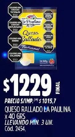 Supermercados Yaguar La paulina queso rallado oferta