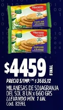 Supermercados Yaguar Milanesas de sojagranja del sol oferta