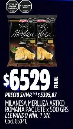 Supermercados Yaguar Milanesa merluza artico romana paquete oferta