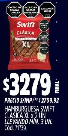 Supermercados Yaguar Swift clasica hamburguesa XL oferta