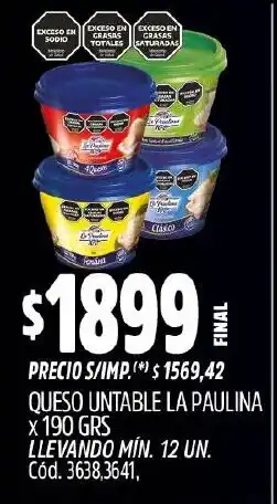 Supermercados Yaguar La paulina queso untable oferta