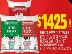 Supermercados Yaguar La serenisima leche ultra sachet oferta