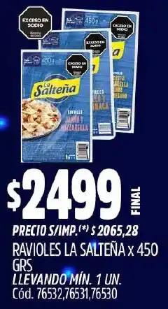 Supermercados Yaguar La salteña ravioles oferta