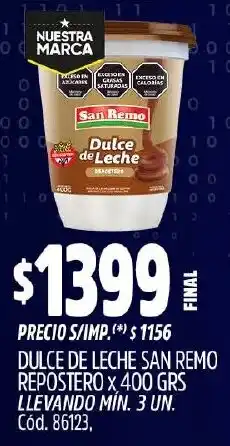Supermercados Yaguar Dulce de leche san remo repostero oferta