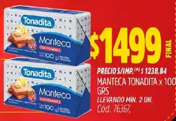 Supermercados Yaguar Tonadita manteca oferta