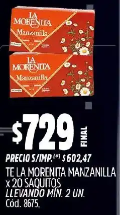Supermercados Yaguar La morenita te manzanilla oferta