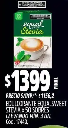 Supermercados Yaguar Equalsweet stevia edulcorante oferta