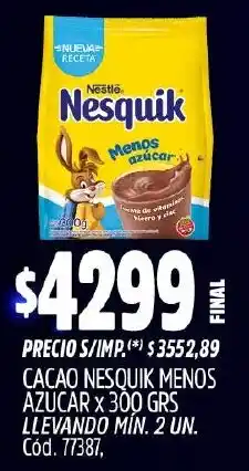 Supermercados Yaguar Nesquik cacao menos azucar oferta