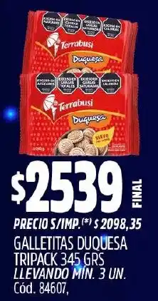 Supermercados Yaguar Terrabusi galletitas duquesa tripack oferta