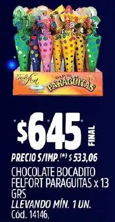 Supermercados Yaguar Paraguitas chocolate bocadito felfort oferta