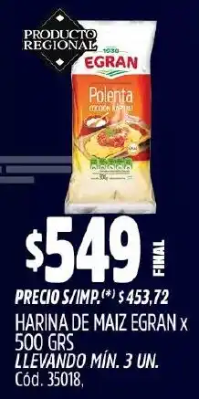 Supermercados Yaguar Egran harina de maiz oferta