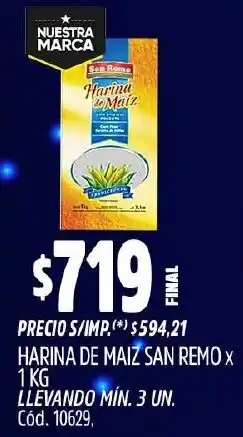 Supermercados Yaguar San remo harina de maiz oferta