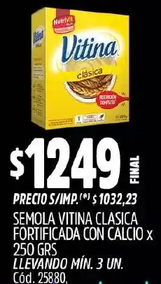 Supermercados Yaguar Vitina semola clasica fortificada con calcio oferta