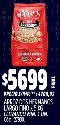 Supermercados Yaguar Dos hermanos arroz largo fino oferta