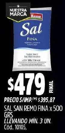 Supermercados Yaguar San remo sal fina oferta