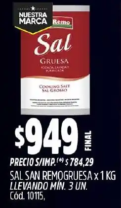 Supermercados Yaguar San remo sal gruesa oferta
