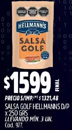 Supermercados Yaguar Hellmann's salsa golf d/p oferta